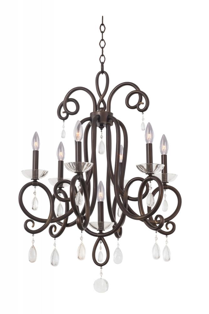 KAL 7227TB Seven Light Tarnished Brass Up Chandelier 7X60Candelabra