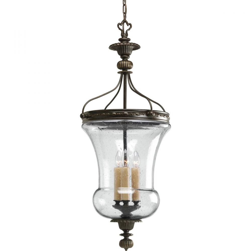 PRO P2879-77 3X60C Fiorentino Forged Bronze Pendant with Clear Seeded Glass