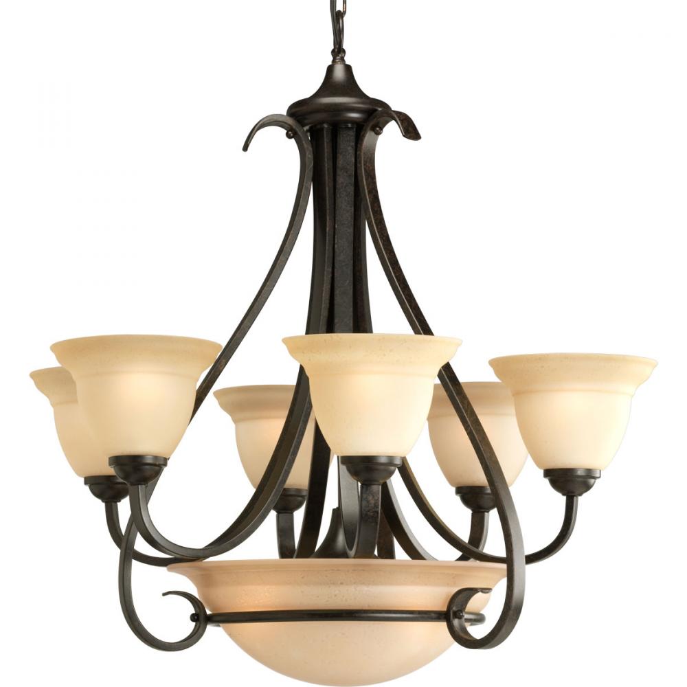 PRO P4417-77 6X100M Forged Bronze Tea-stained Glass Torino Chandelier