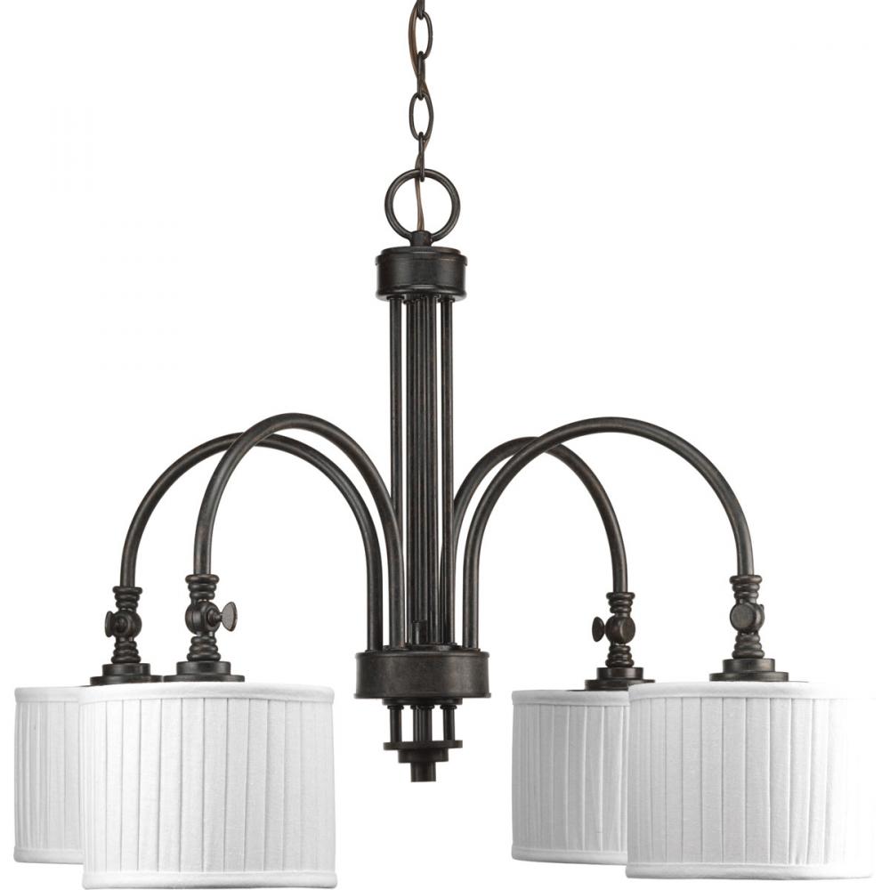 PRO P4421-84 4X100M Espresso & Linen Shade Clayton Chandelier