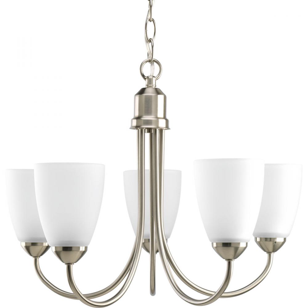 PRO P4441-09 5X100M Gather Brushed Nickel Etched Glass Chandelier