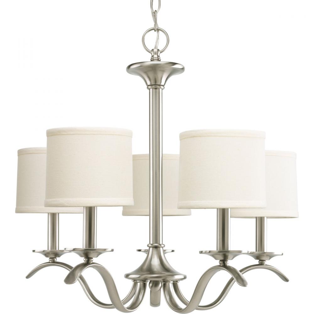 PRO P4635-09 5X60C Inspire Brushed Nickel Chandelier w/Drum Shades