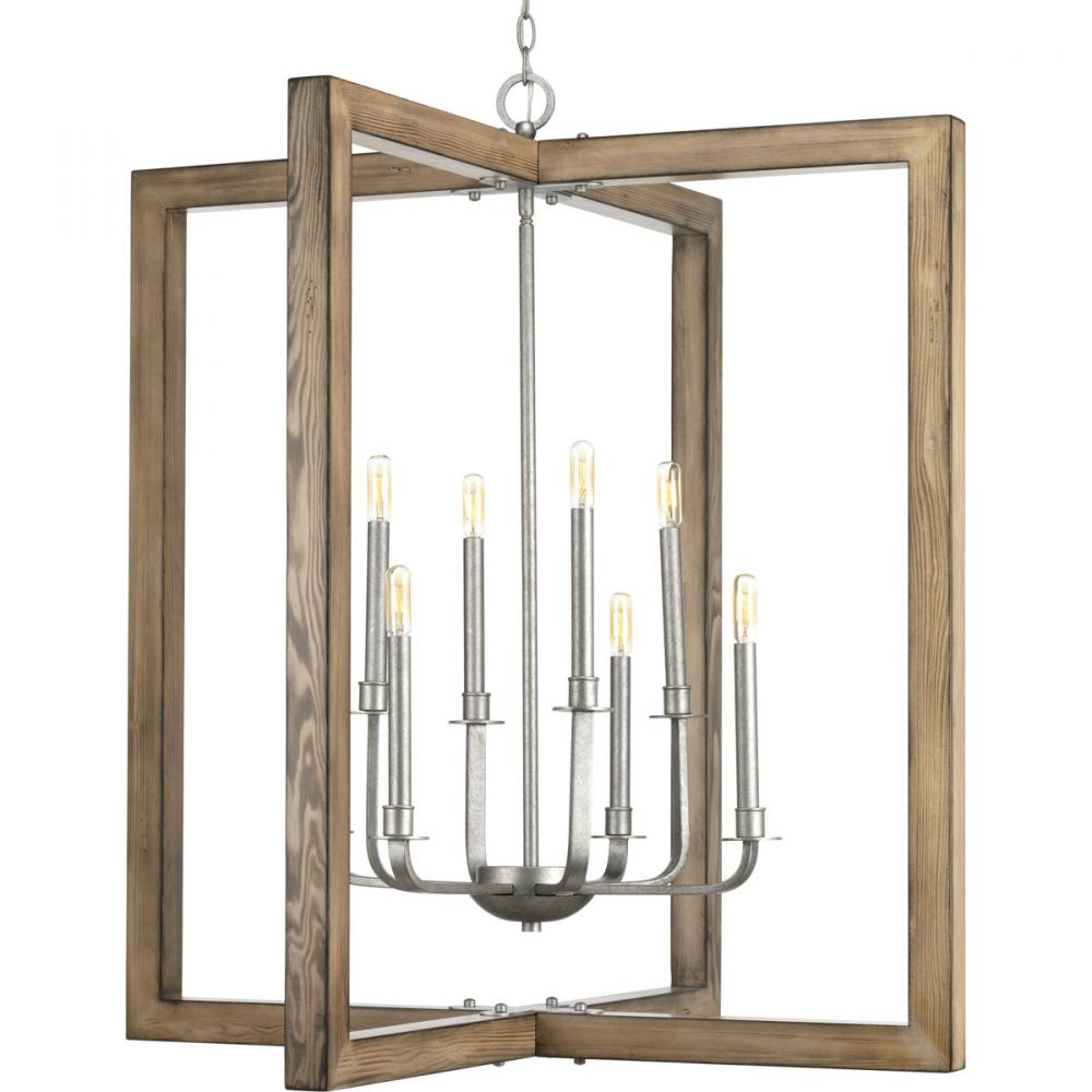 PRO P4763-141 8X60C Turnbury Pine & Galvanized Chandelier