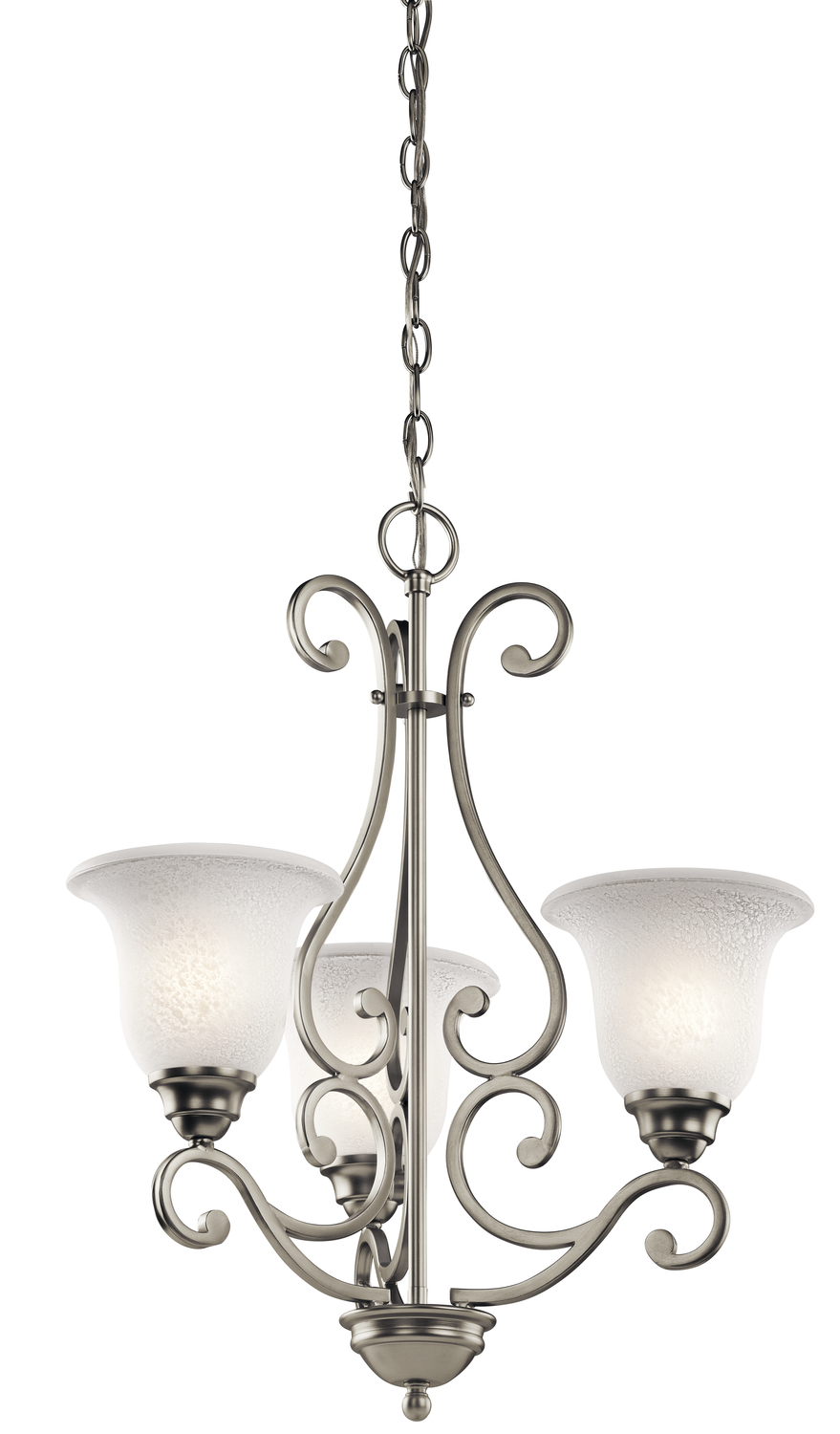 KIC 43223NI Three Light Brushed Nickel Chandelier 3X100M