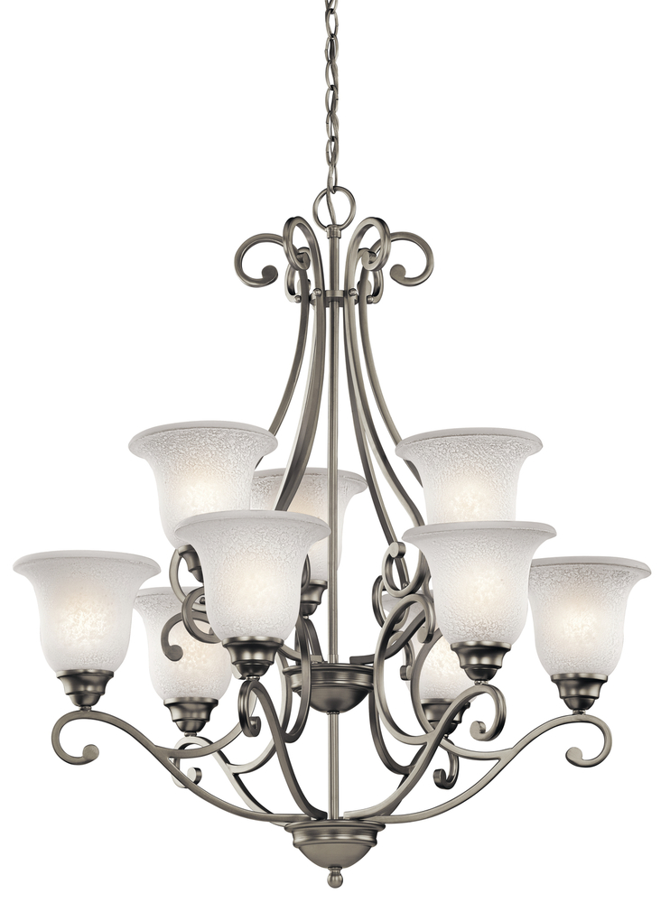 KIC 43226NI Nine Light Brushed Nickel Chandelier 9X100M