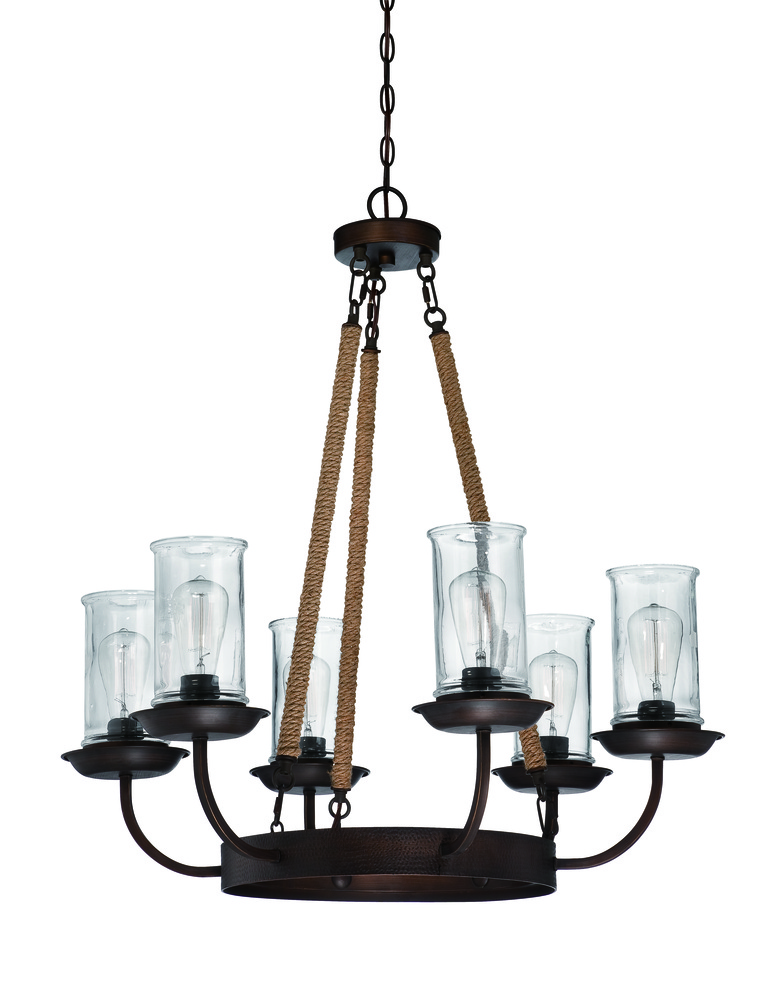 CFT 36126-ABZ Thornton 6Lt Aged Bronze Chandelier 33.38
