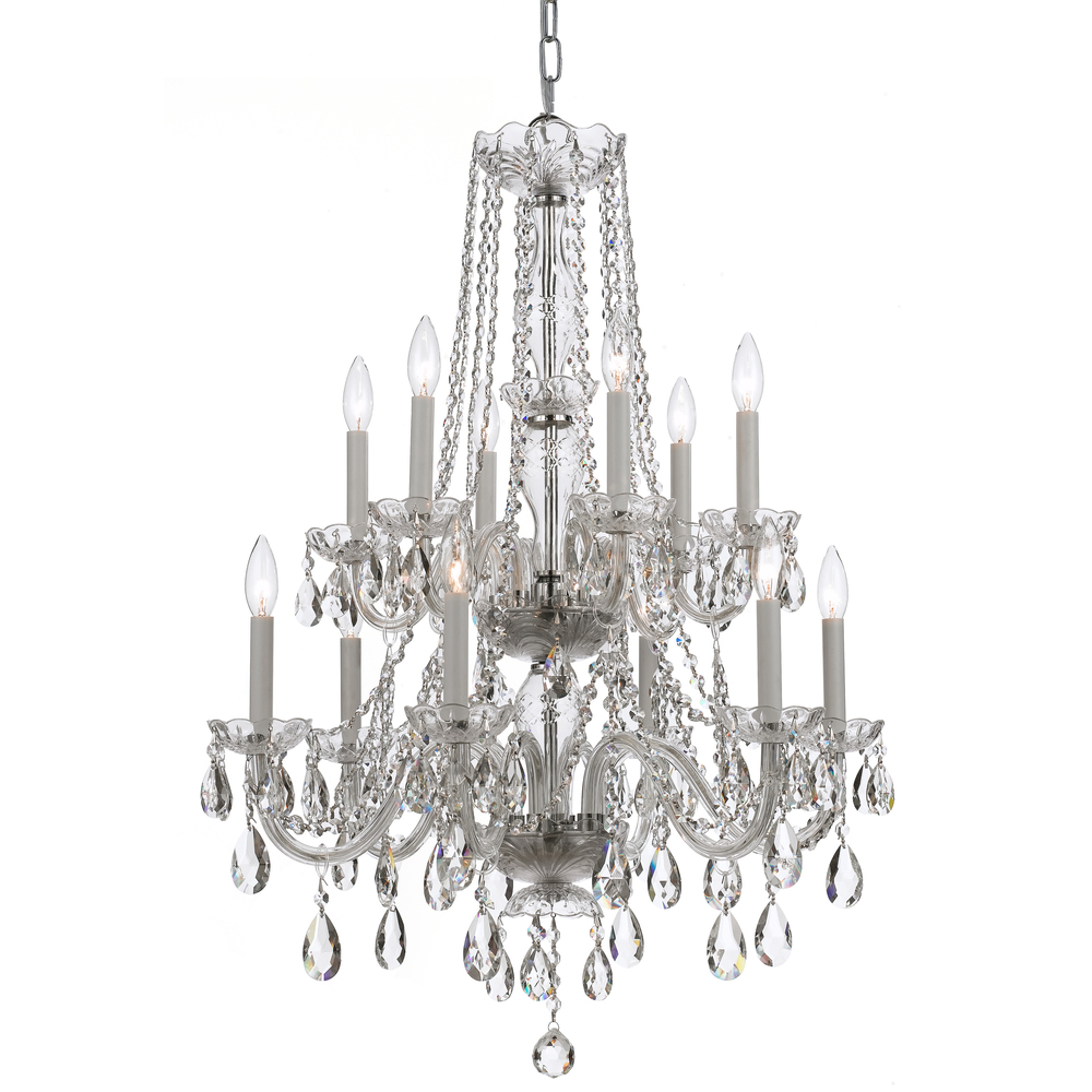 CYS 1137-CH-CL-MWP Traditional Crystal 12 Light Clear Crystal Chrome Chandelier 12X40Candelabra