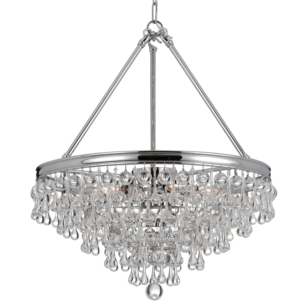 CYS 136-CH Calypso 6Lt Crystal Teardrop Polished Chrome Chandelier 24.00