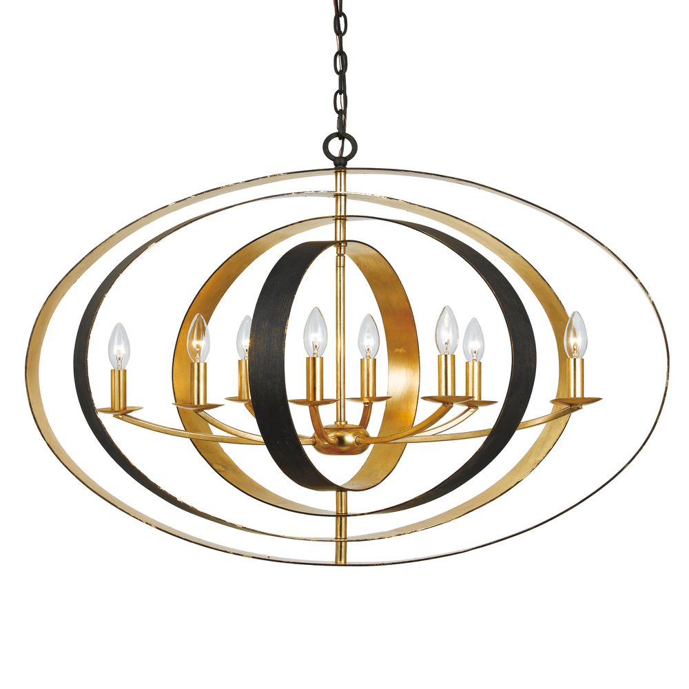 CYS 588-EB-GA Luna 8Lt Bronze & Gold Oval Chandelier 36