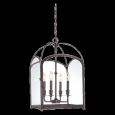 6484-AGB Four Light Brass Framed Glass Foyer Hall Fixture