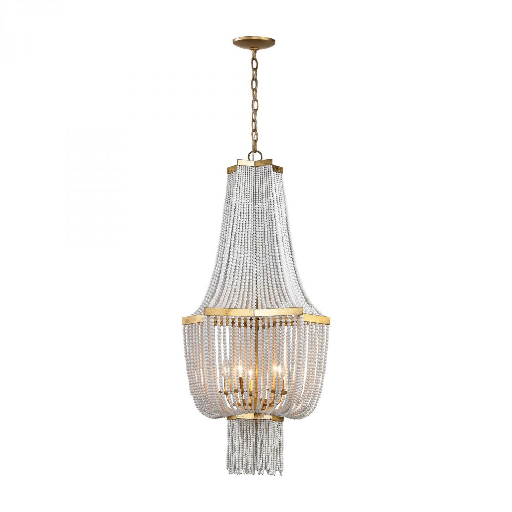ELK 1142-008 5-60C CHAUMONT ANT GOLD LEAF CHANDELIER
