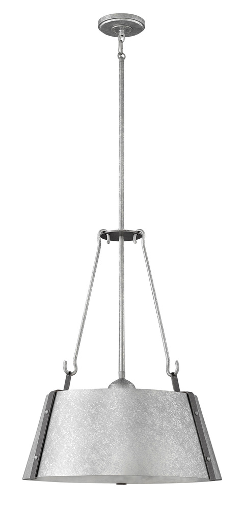 HIN 3395GV 3Lt Galvanized Chandelier Cartwright 19.5