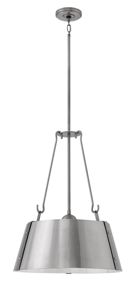 HIN 3395PL Cartwright 3Lt Polished Antique Nickel Chandelier 19.5
