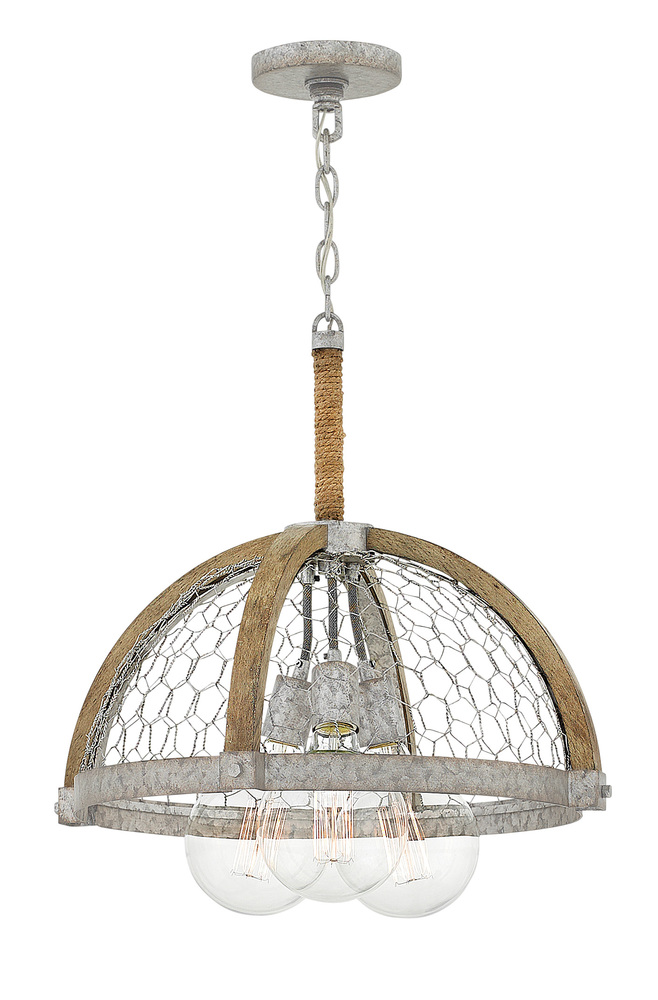 HIN 4273WZ Heywood 3Lt Weathered Zinc Chandelier 19