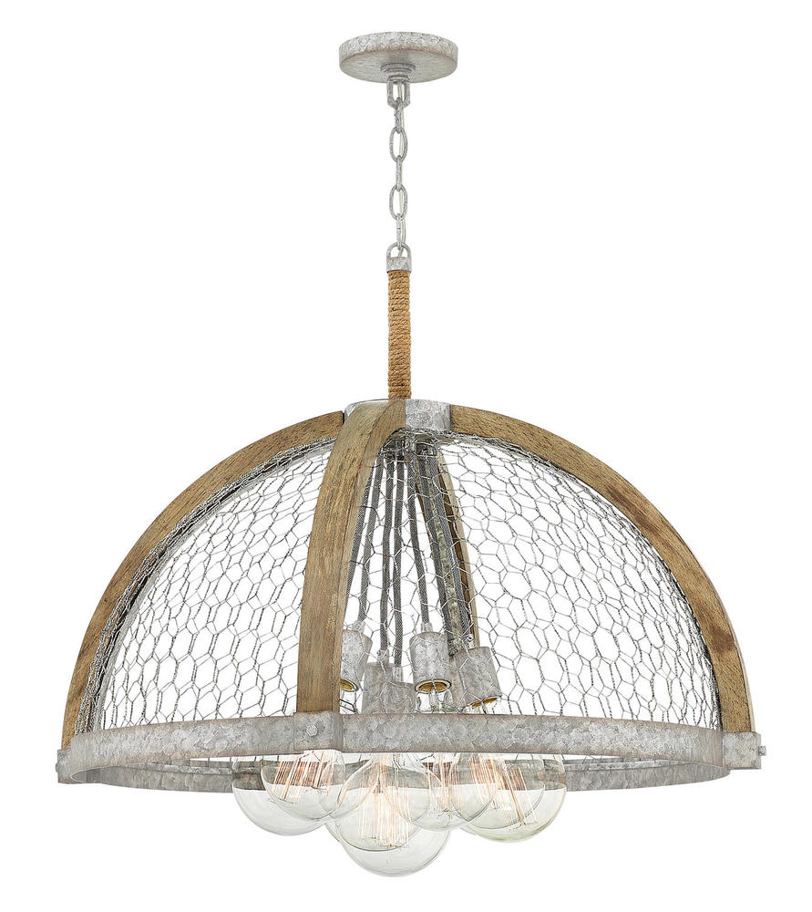 HIN 4278WZ Heywood 7Lt Weathered Zinc Chandelier 100W Med (60W G-45 bulbs included) lamp included