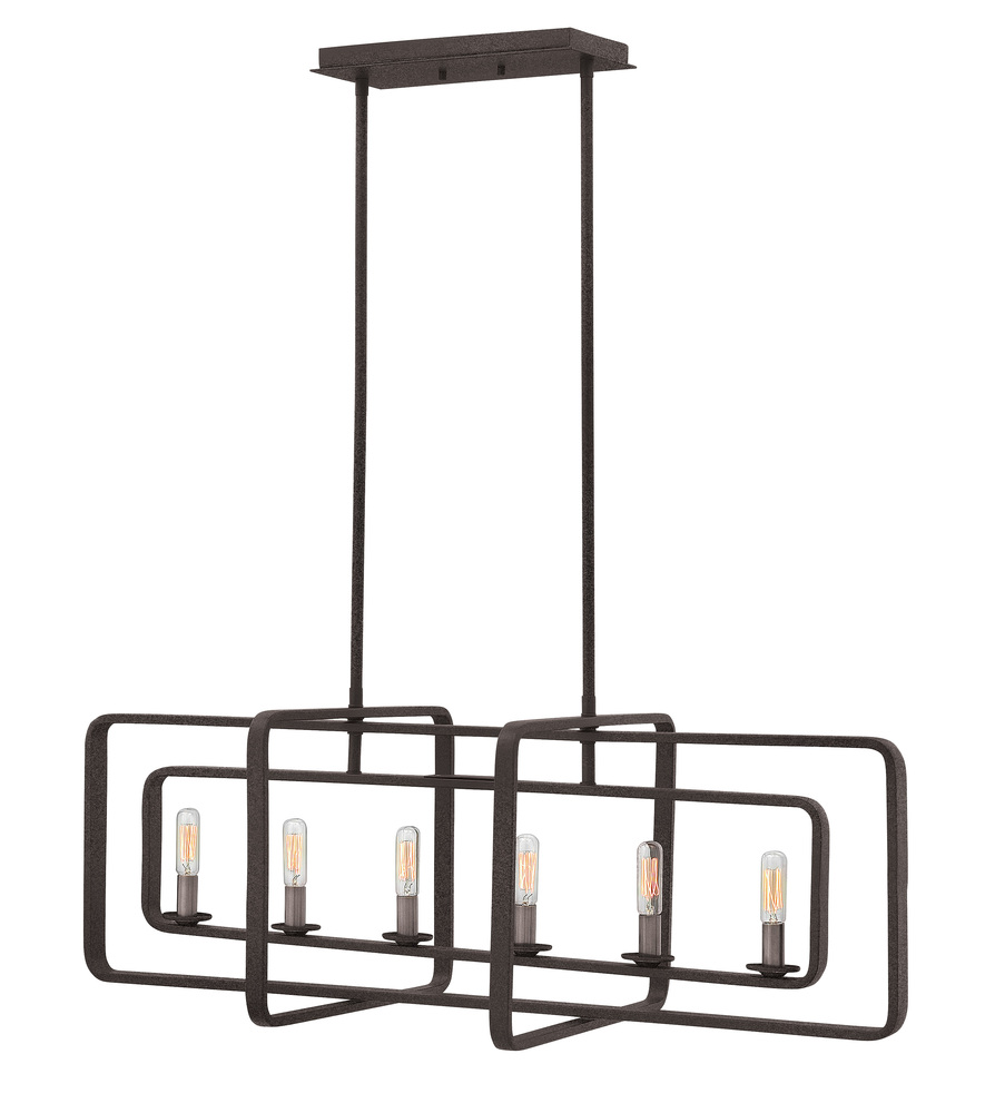 HIN 4815DZ Quentin 6Lt Aged Zinc Chandelier 36