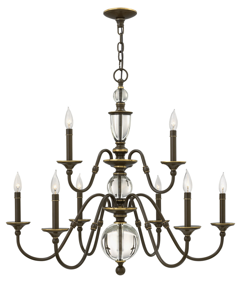 HIN 4958LZ Eleanor 9Lt Light Oiled Bronze Chandelier 35.3