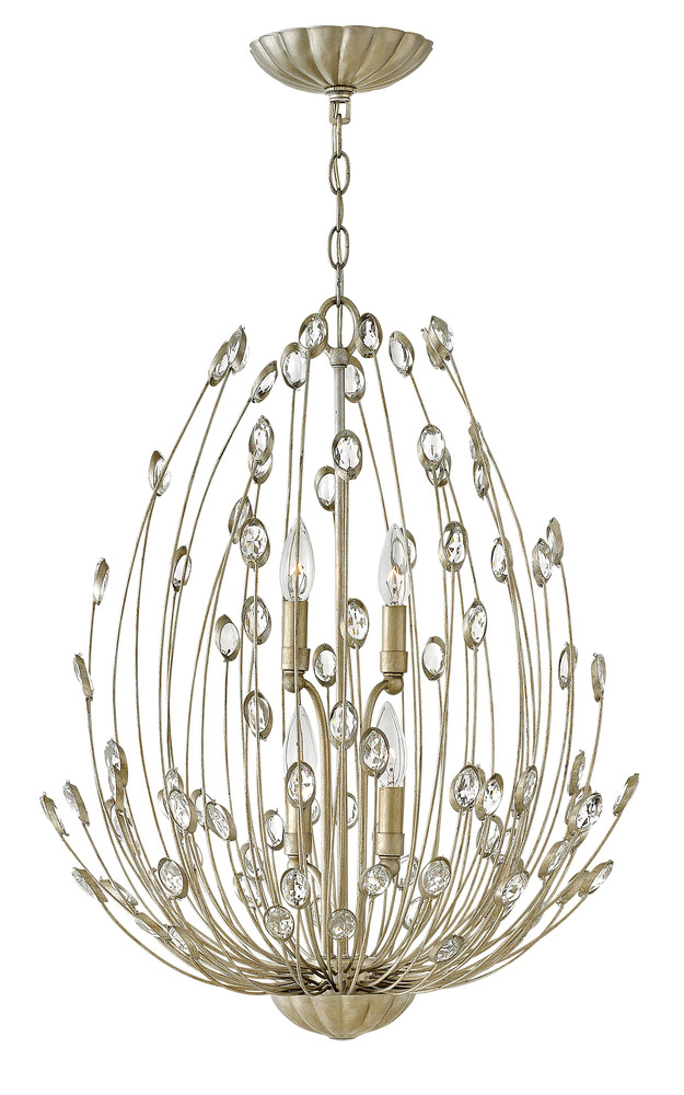HIN FR31024SLF Tulah 4Lt Silver Leaf Chandelier 20
