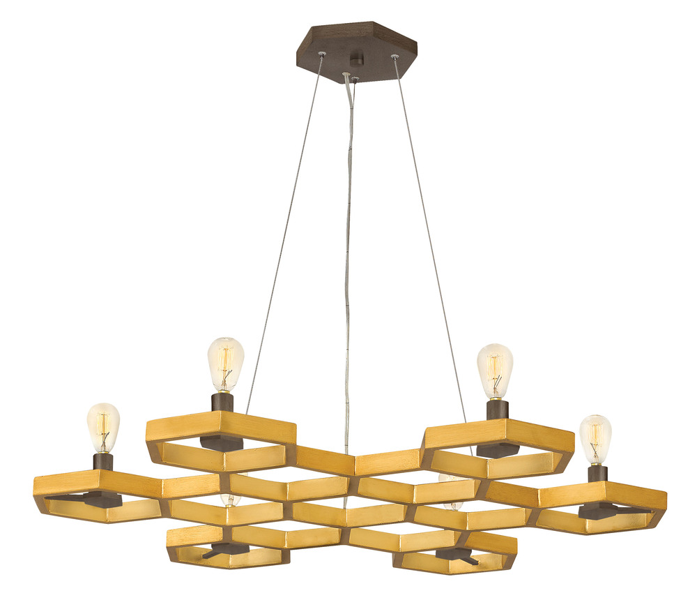 HIN FR38016SSG Moxie 6Lt Sunset Gold & Bronze Tone Chandelier 4