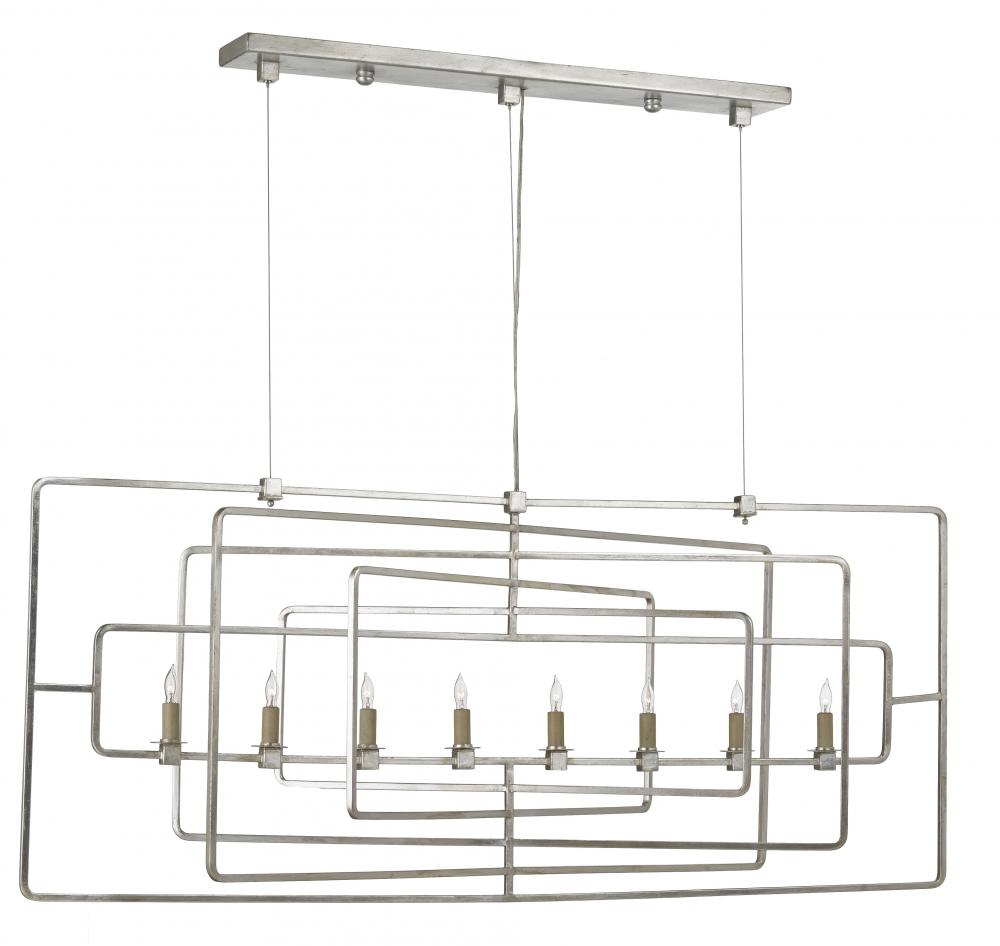CRR 9836 Metro Rectangular 8Lt Wrought Iron Chandelier 54w x 17d x 23h 60W Candelabra lamp not included