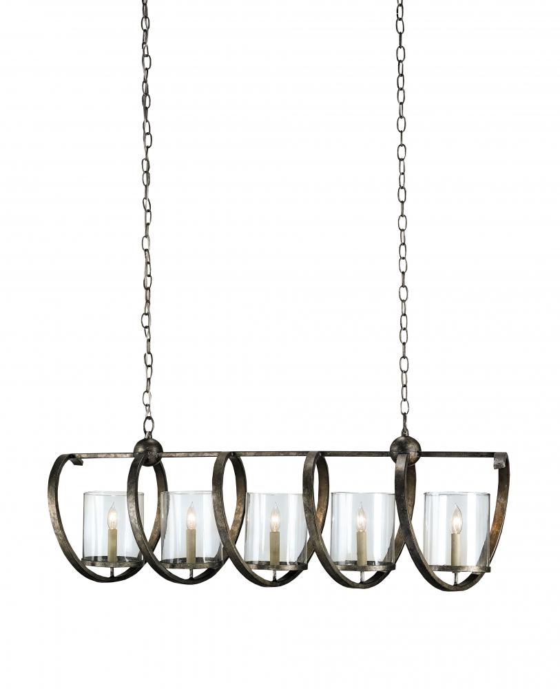 CRR 9915 Maximus 5Lt Pyrite Bronze Rectangular Chandelier 16